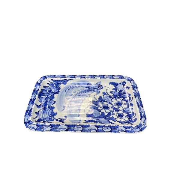 Greece Artisan Skyros Blue handpainted Trinket serve dish SKU 9500 - Picture 1 of 11